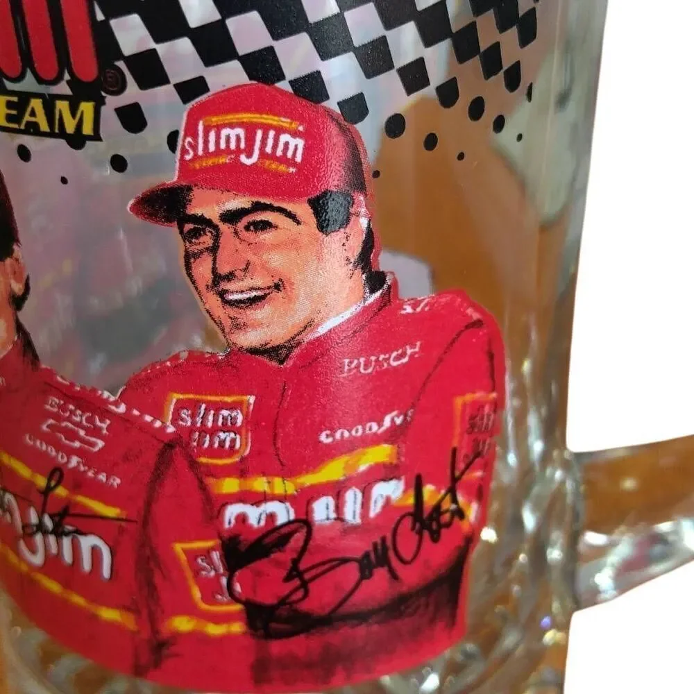 Vintage Rare Slim 1999 NASCAR BUSCH SERIES Jim Racing Team Beer Mug 24oz Heavy D